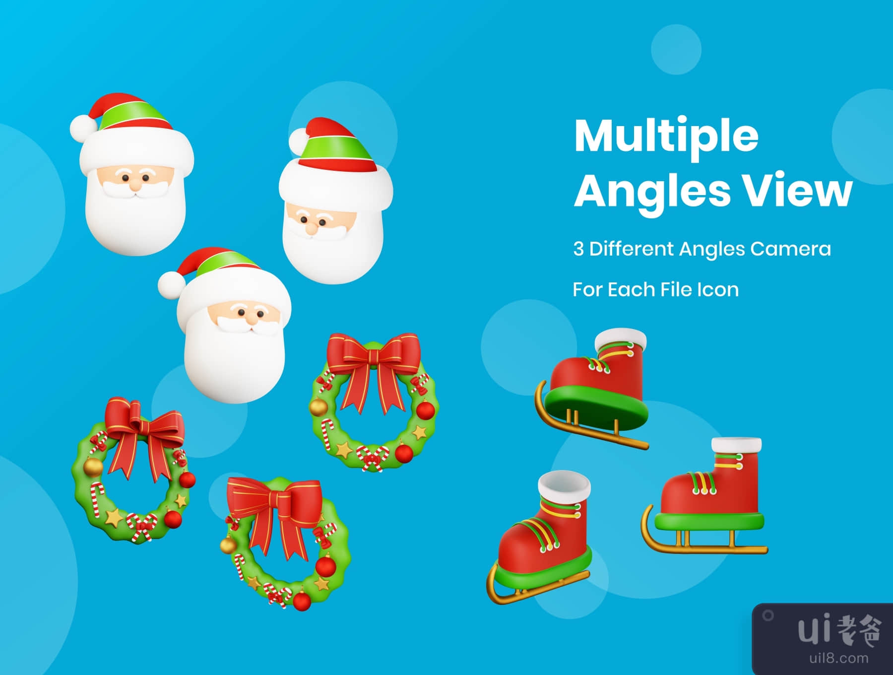 圣诞节3D图标插图 (Christmas 3D Icon Illustrations)插图3