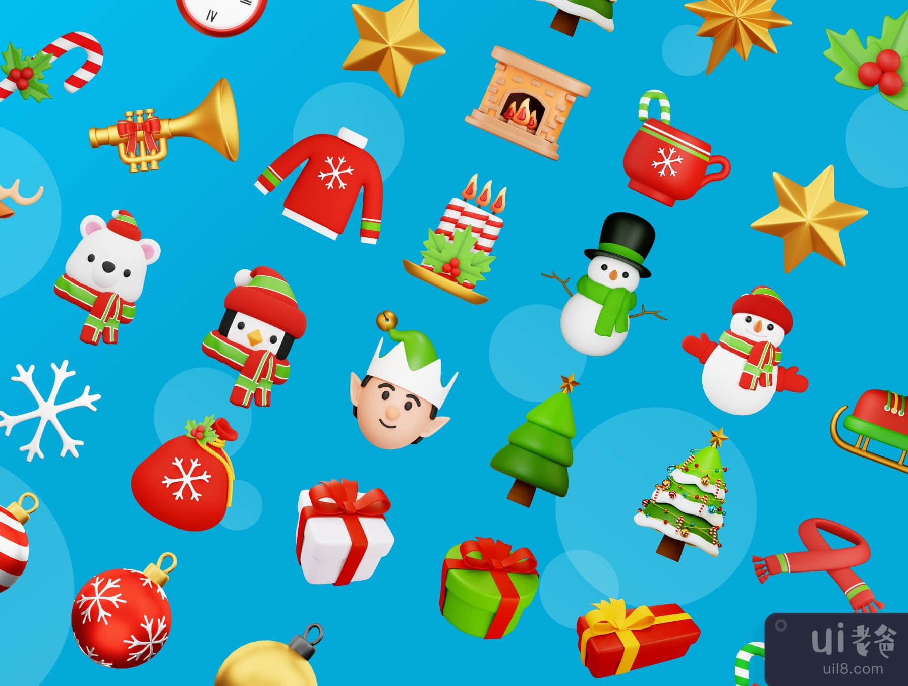 圣诞节3D图标插图 (Christmas 3D Icon Illustrations)插图7
