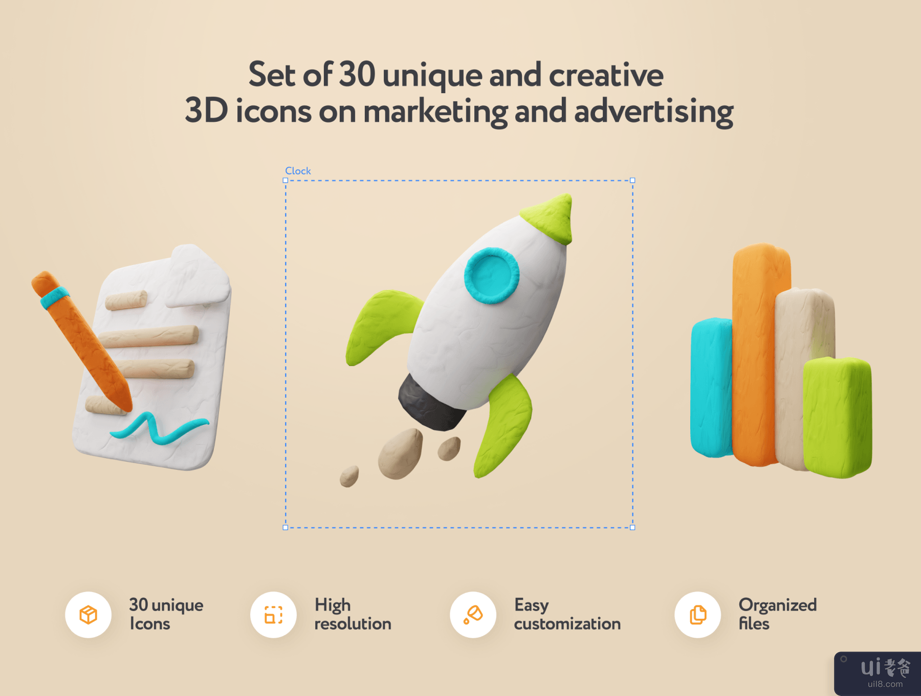 Clayfy 营销 3D 图标 (Clayfy Marketing 3D Icons)插图4