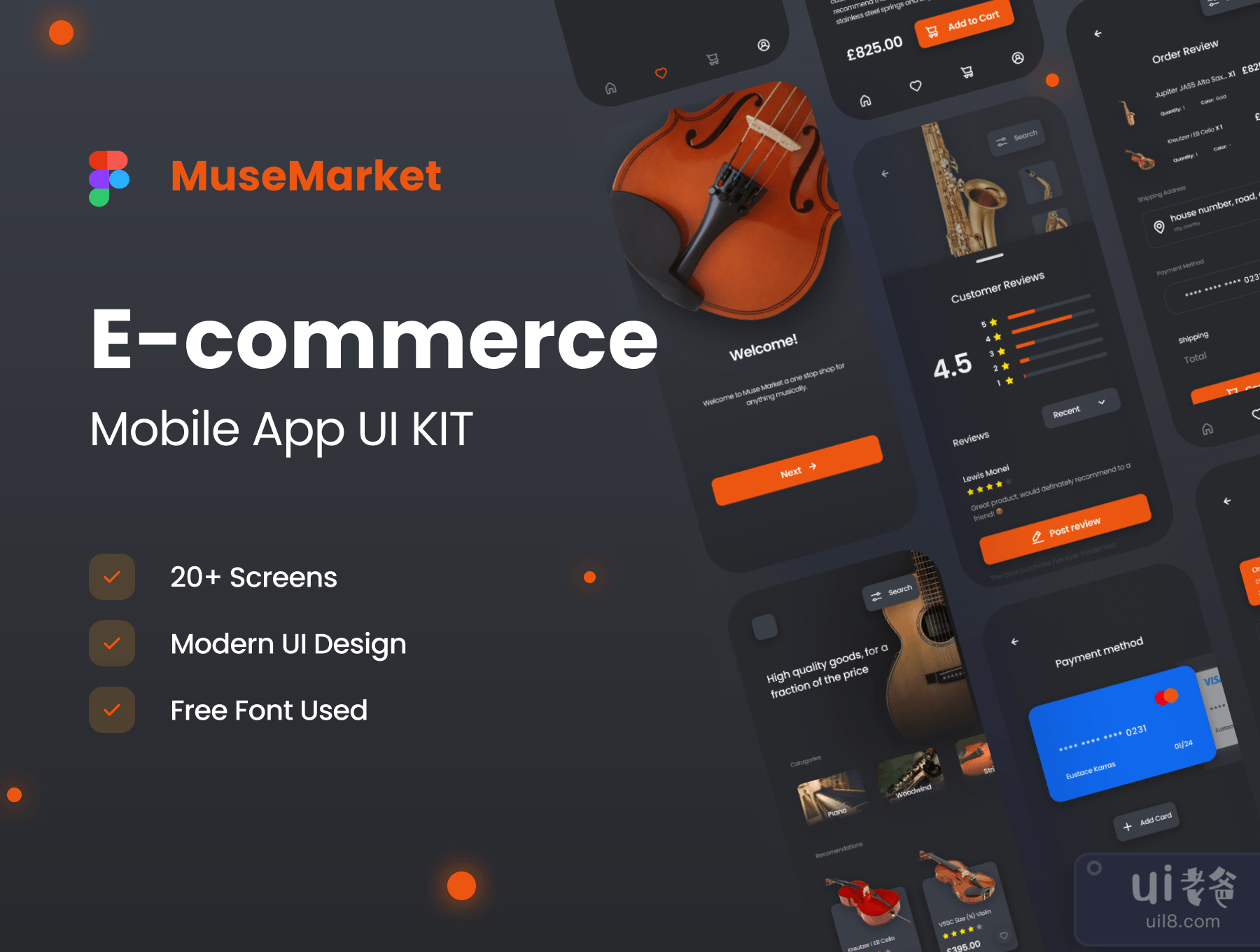 MuseMarket E-ccomerce移动应用UI套件 (MuseMarket E-ccomerce Mobile App UI Kit)插图