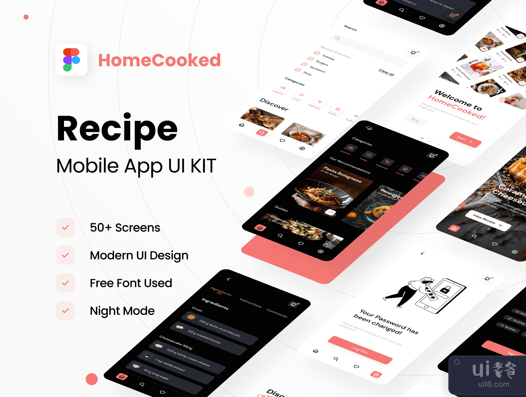 HomeCooked Recipe移动用户界面套件 (HomeCooked Recipe Mobile UI Kit)插图