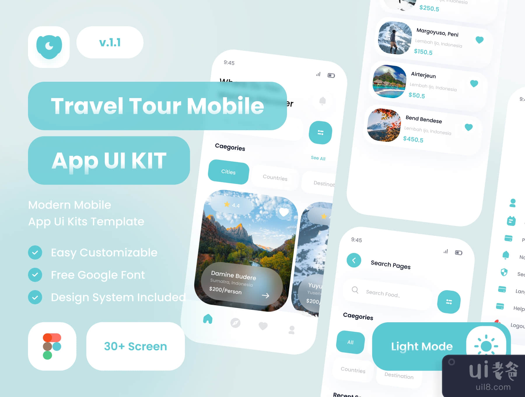 阿琼诺旅游应用UI套件 (Arjuno Travel Tour App UI Kit)插图