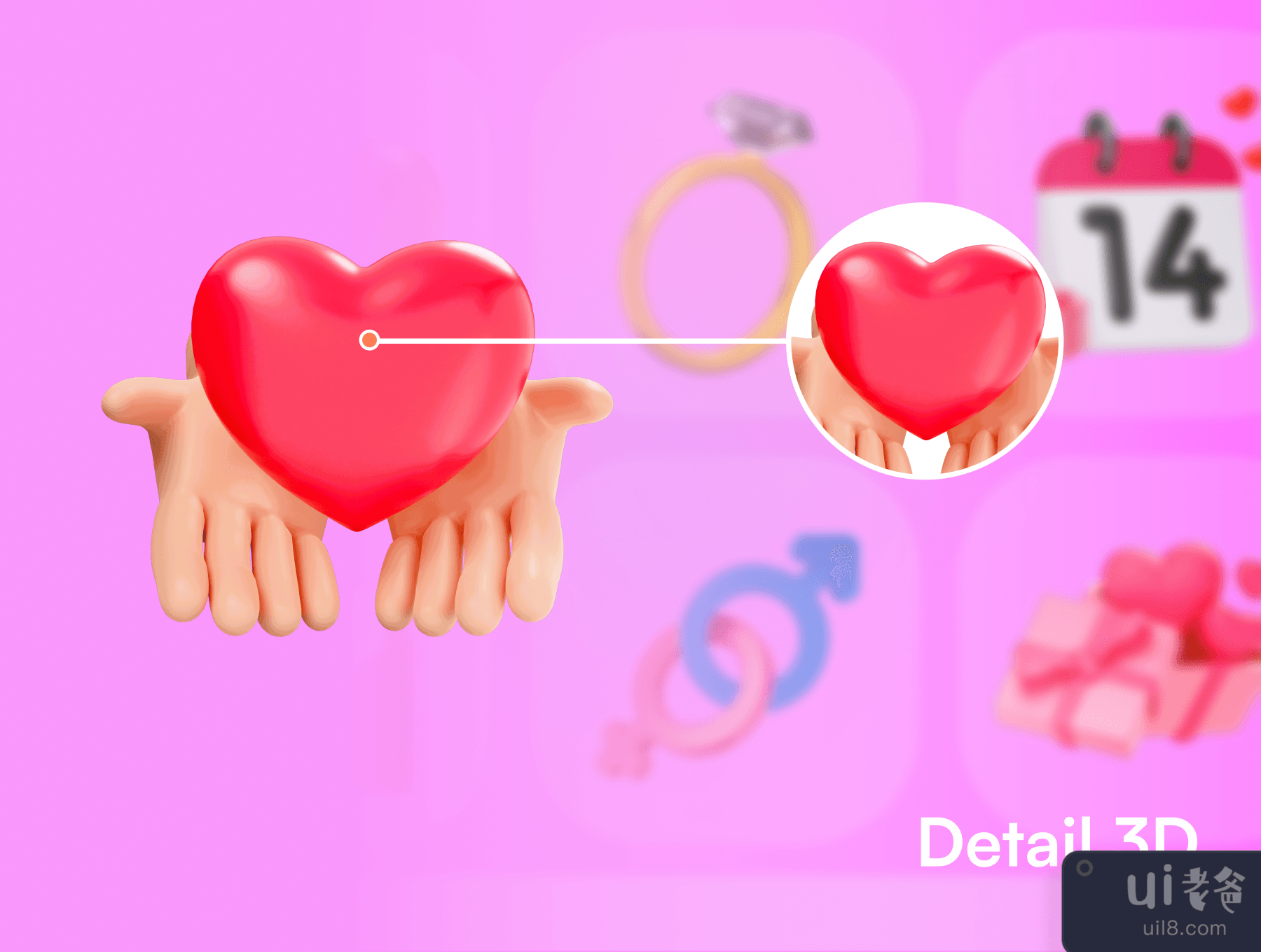 情人节3D图标 (Valentine 3D Icons)插图2