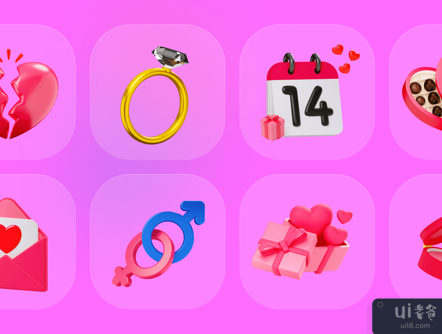 情人节3D图标 (Valentine 3D Icons)插图4