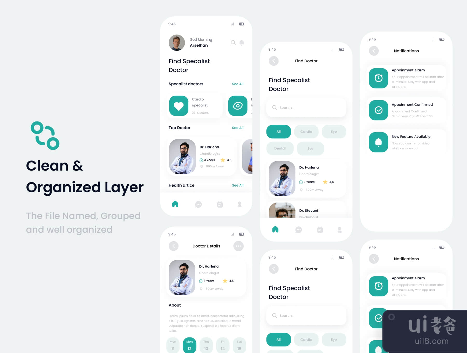 Doctox医生预约移动应用的ui工具包模板 (Doctox doctor appoinment mobile app ui kits template)插图5