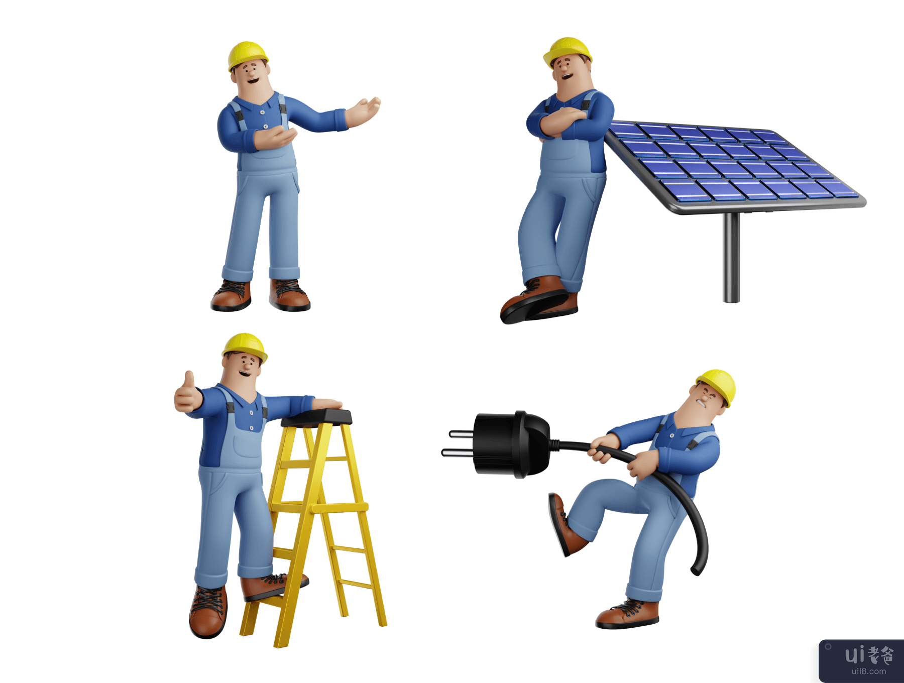 三维角色太阳能装置 Figma Blender UI KIT (3D Character Solar Installment Figma Blender UI KIT)插图3