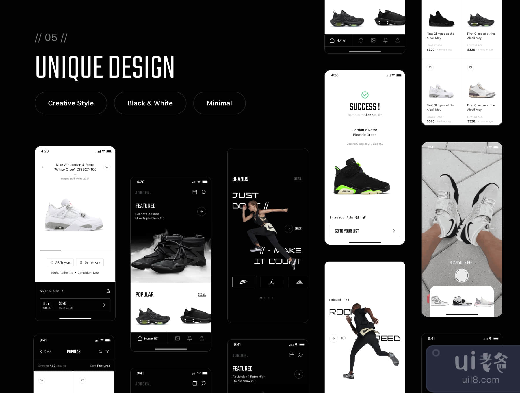 Jorden - 销售和购买运动鞋的用户界面套件 (Jorden - Sell & Buy Sneakers UI Kit)插图2