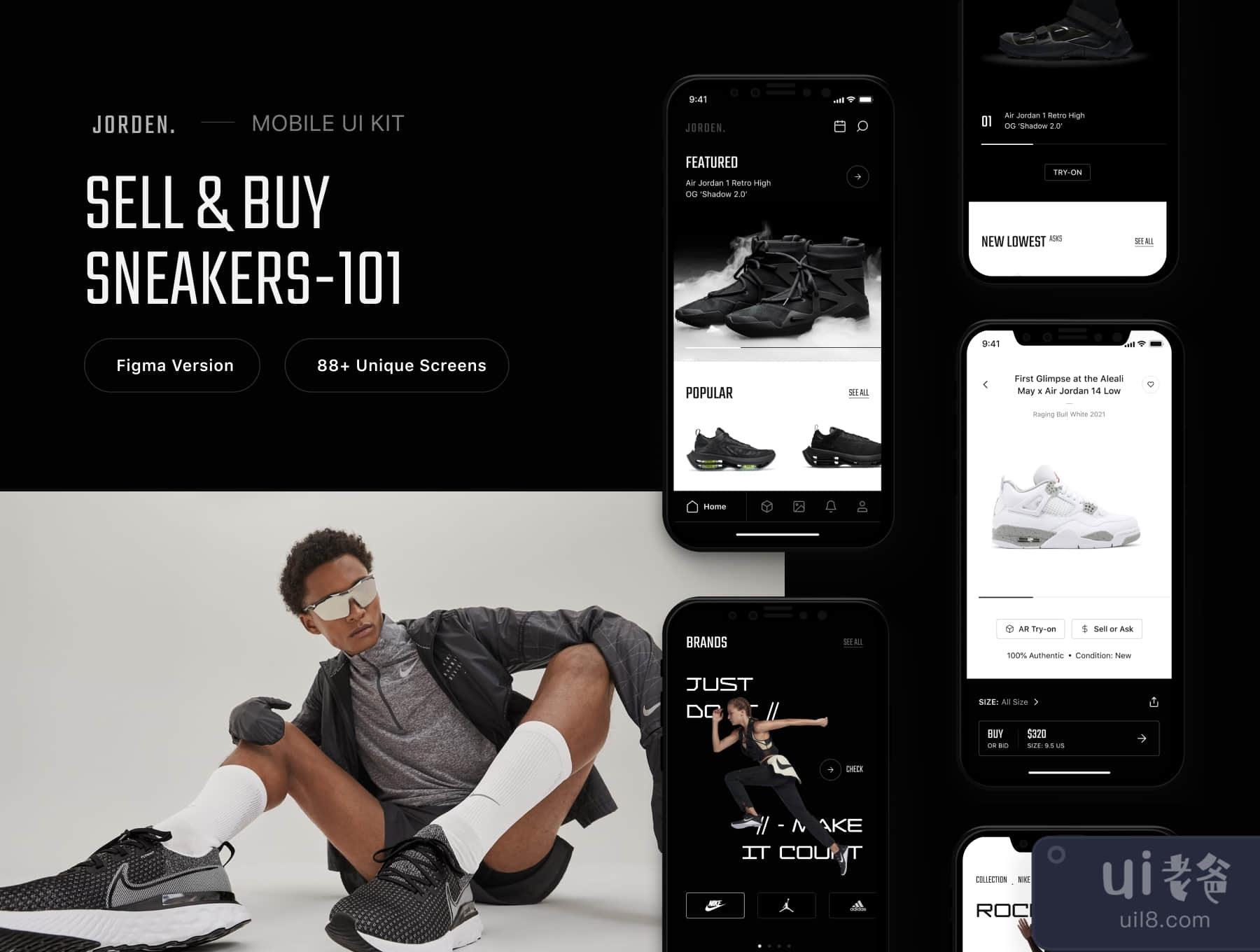 Jorden - 销售和购买运动鞋的用户界面套件 (Jorden - Sell & Buy Sneakers UI Kit)插图1