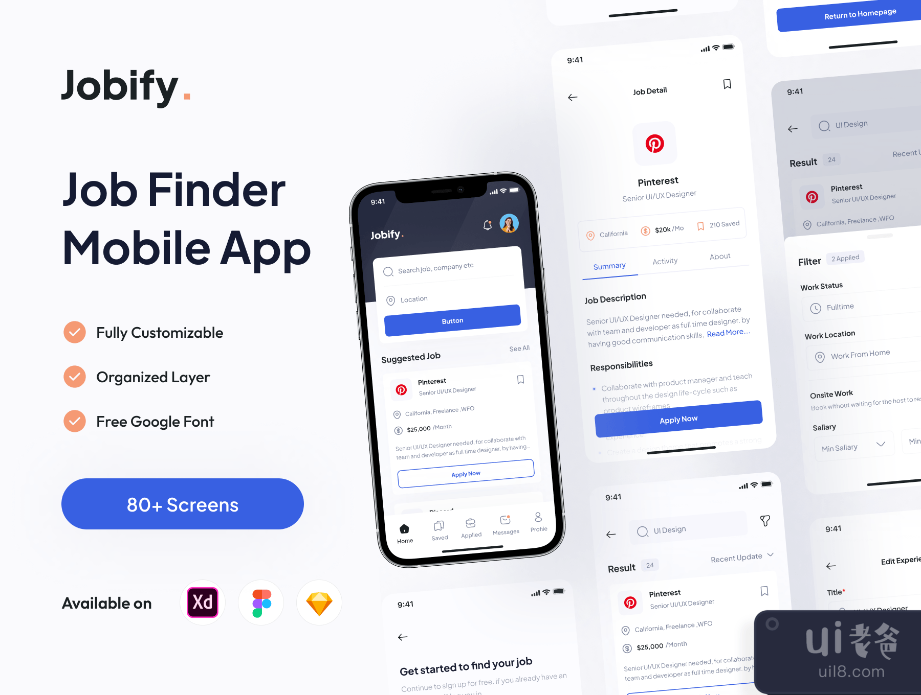 Jobify - 工作搜索移动应用程序 (Jobify - Job Finder Mobile App)插图3