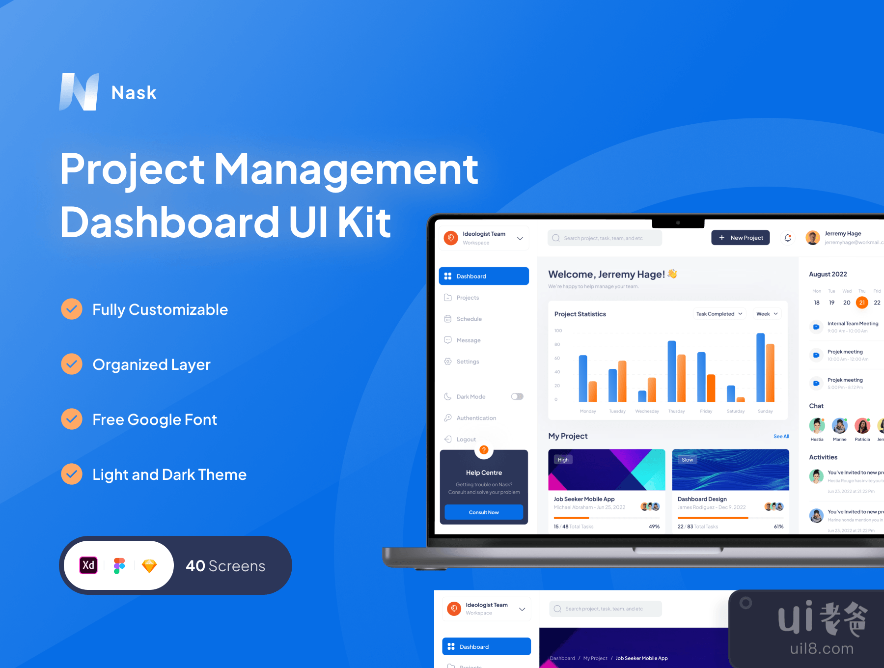 Nask - 项目管理仪表板 (Nask - Project Management Dashboard)插图