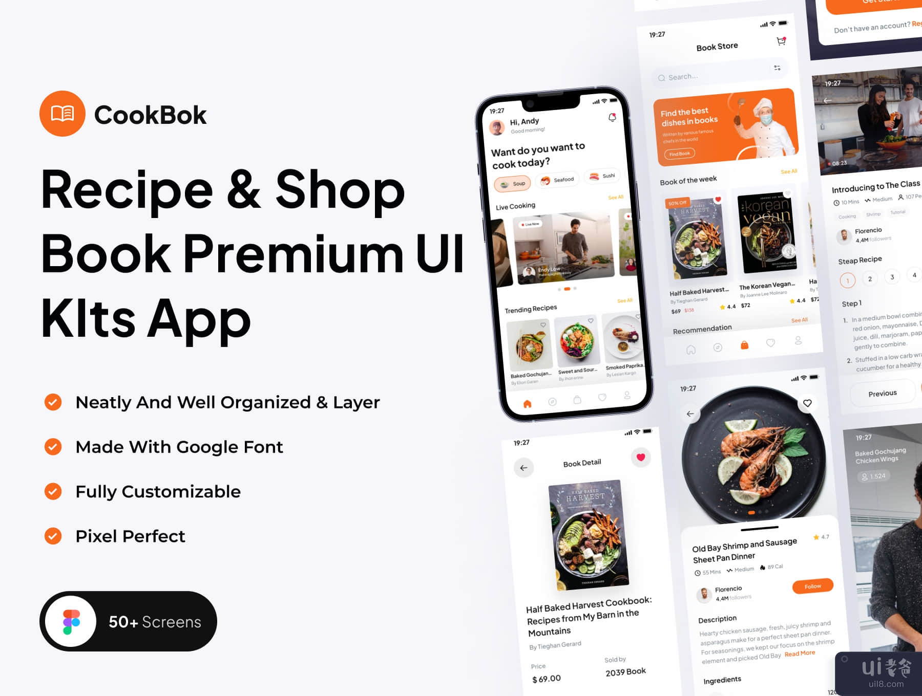 CookBok - 食谱和图书商店高级用户界面 KIts 应用程序 (CookBok - Recipe & Book Store Premium UI KIts App)插图5