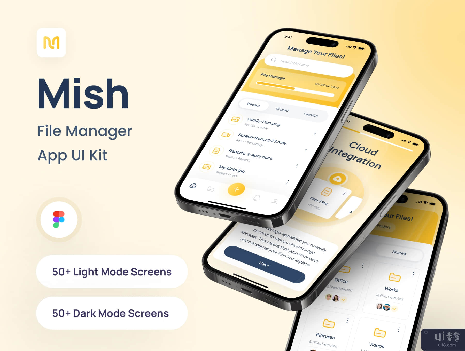 Mish - 文件管理器应用程序 UI 工具包 (Mish - File Manager App UI Kit)插图7