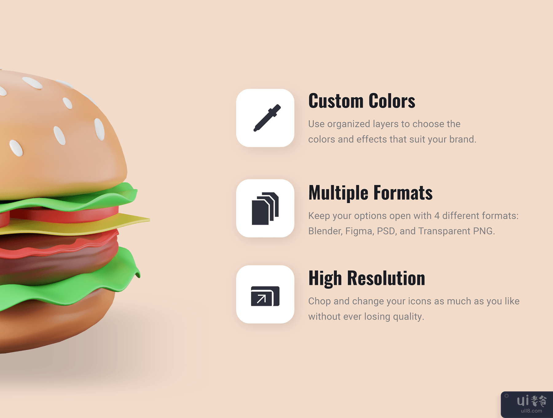 30 个 3D 食品和餐饮图标插图 (30 3D Food & Meals Icons Illustration)插图6