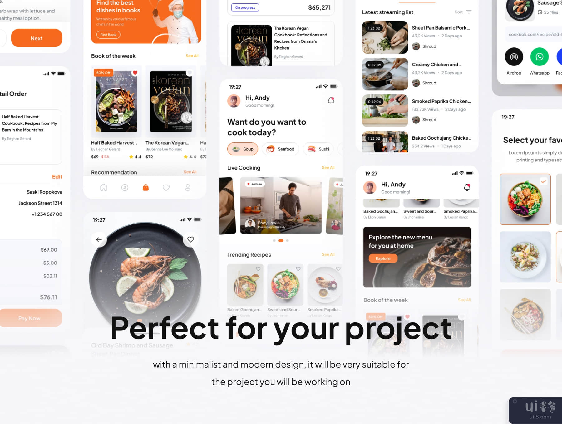 CookBok - 食谱和图书商店高级用户界面 KIts 应用程序 (CookBok - Recipe & Book Store Premium UI KIts App)插图1