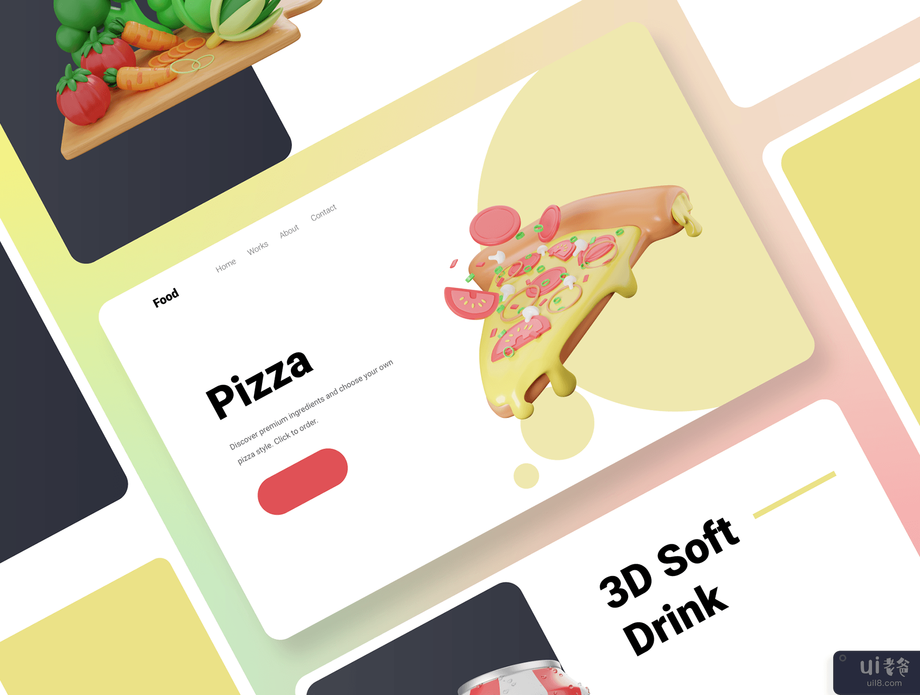 30 个 3D 食品和餐饮图标插图 (30 3D Food & Meals Icons Illustration)插图2