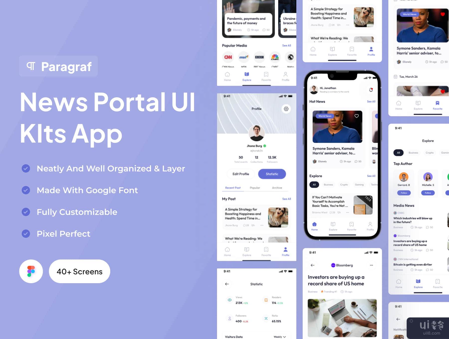 Paragraf - 新闻门户应用程序用户界面套件 (Paragraf - News Portal App Ui Kits)插图5
