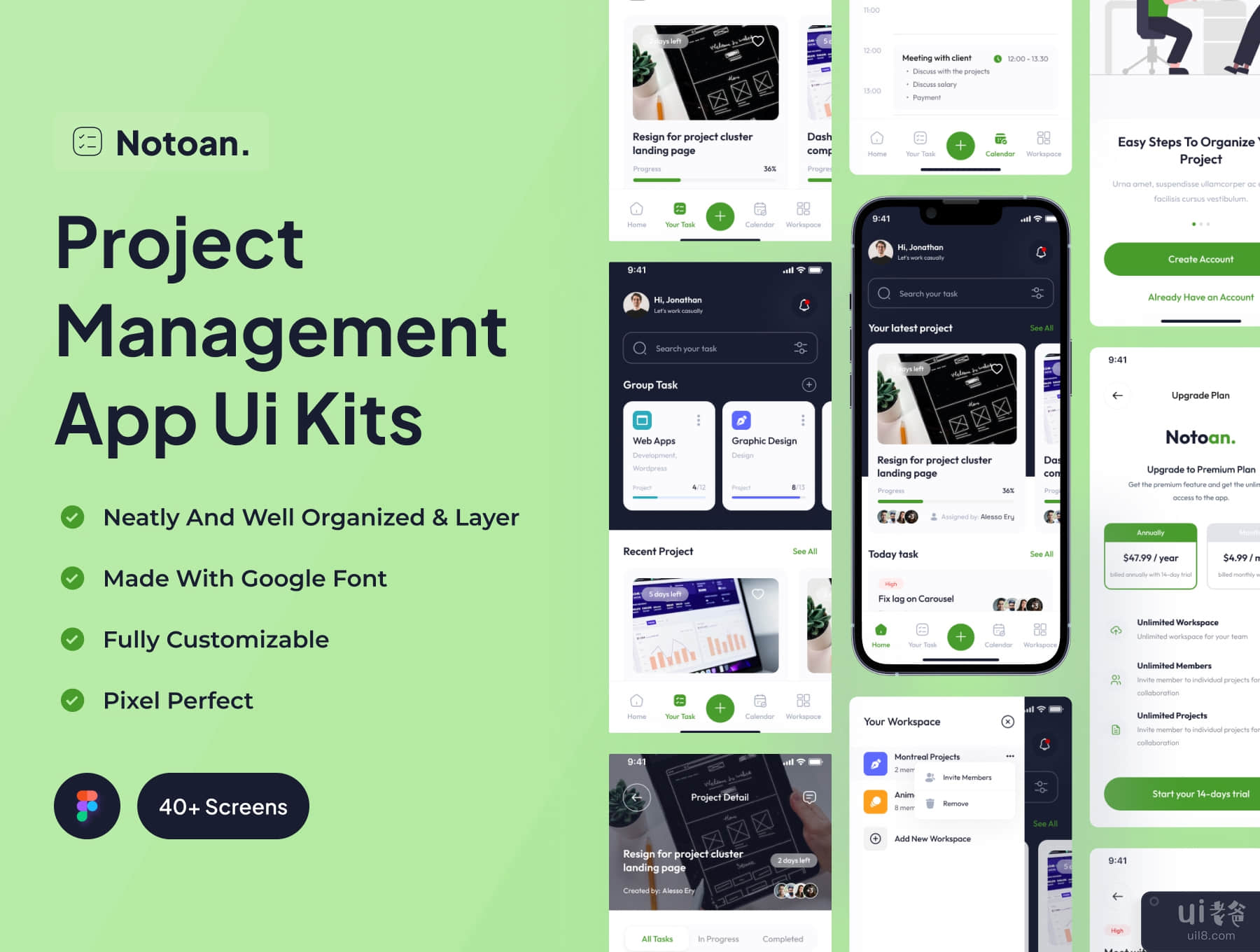 Notoan - 项目管理应用程序 Ui 工具包 (Notoan - Project Management App Ui Kits)插图5
