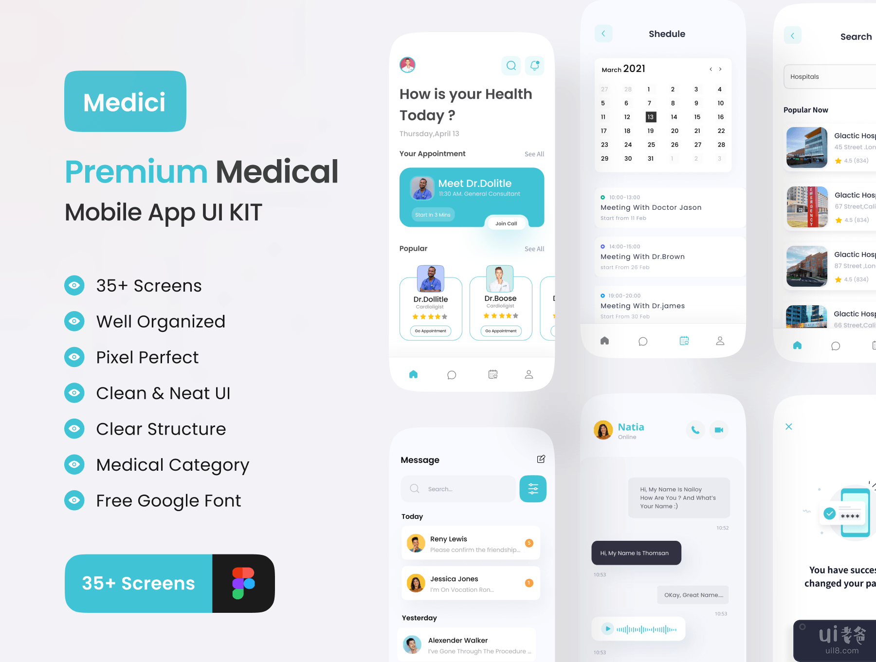 MediCi - 医生和医疗应用程序 UI 工具包 (MediCi - Doctor And Medical App UI Kit)插图5