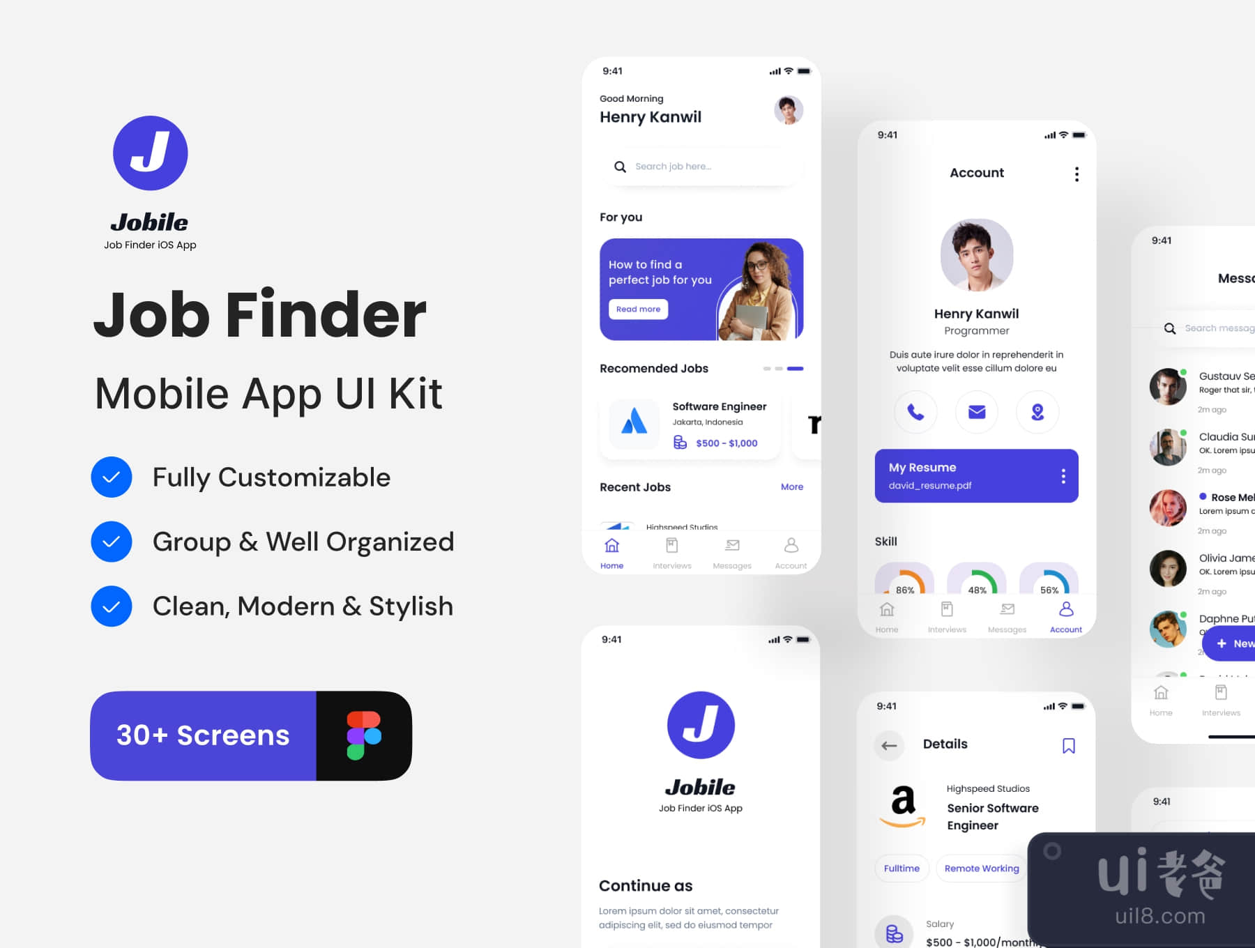 Jobile - 工作搜索器应用程序Ui Kit (Jobile - Job Finder App Ui Kit)插图4