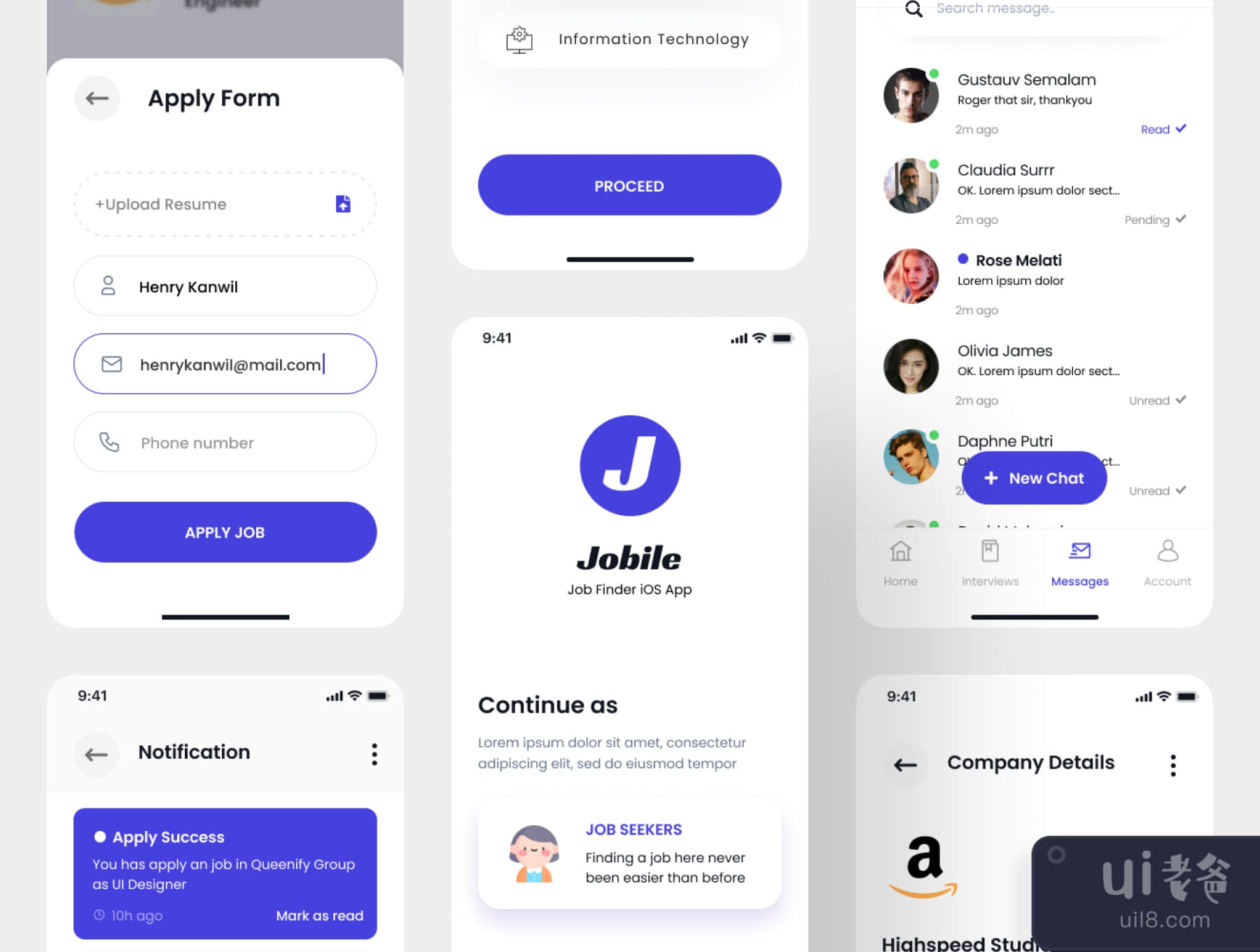 Jobile - 工作搜索器应用程序Ui Kit (Jobile - Job Finder App Ui Kit)插图