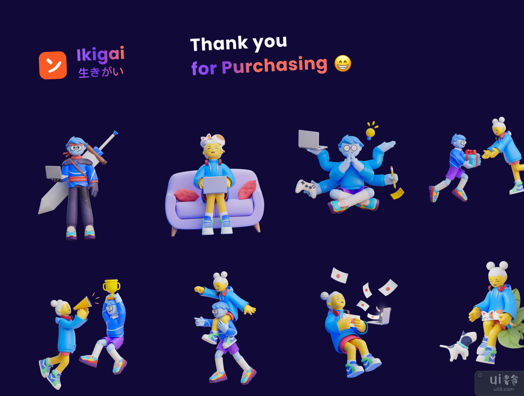 Ikigai - 3D 角色包 (Ikigai - 3D Character Pack)插图