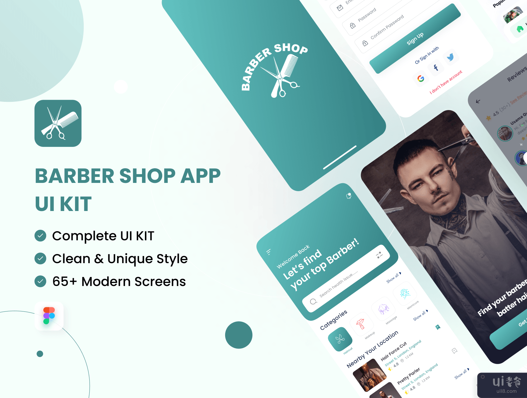 理发师应用程序 UI 工具包 (Barber App UI Kit)插图5