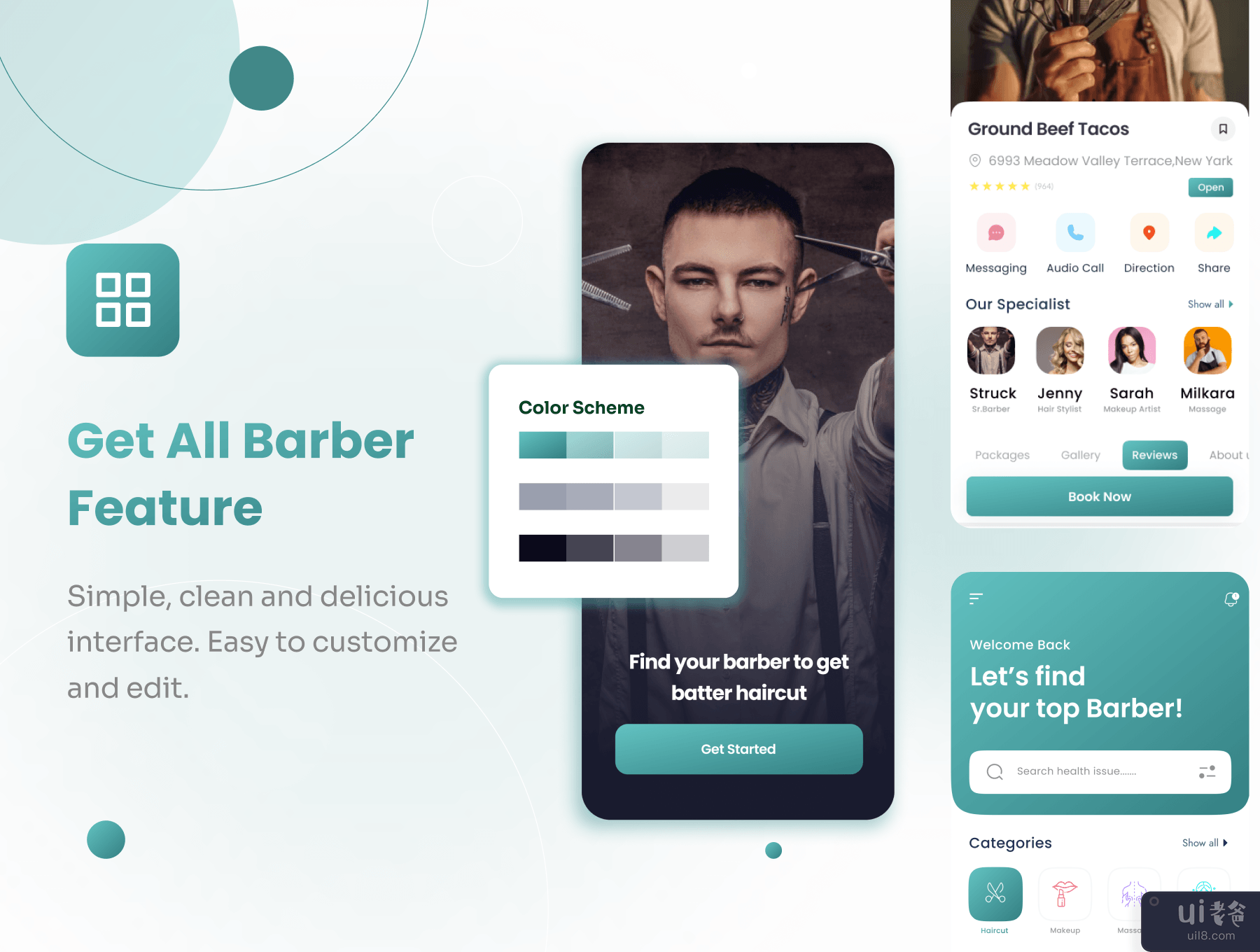 理发师应用程序 UI 工具包 (Barber App UI Kit)插图4