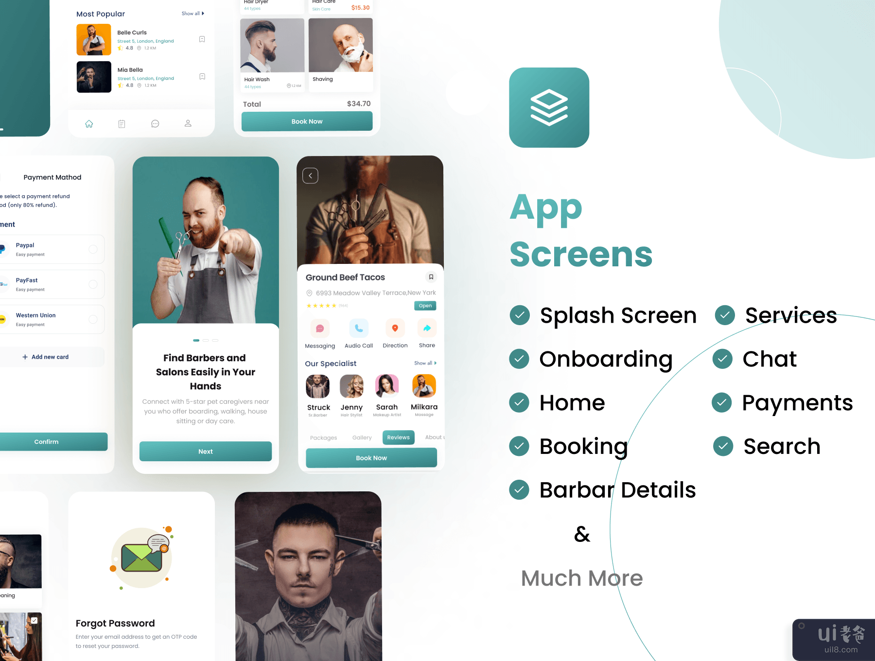 理发师应用程序 UI 工具包 (Barber App UI Kit)插图3