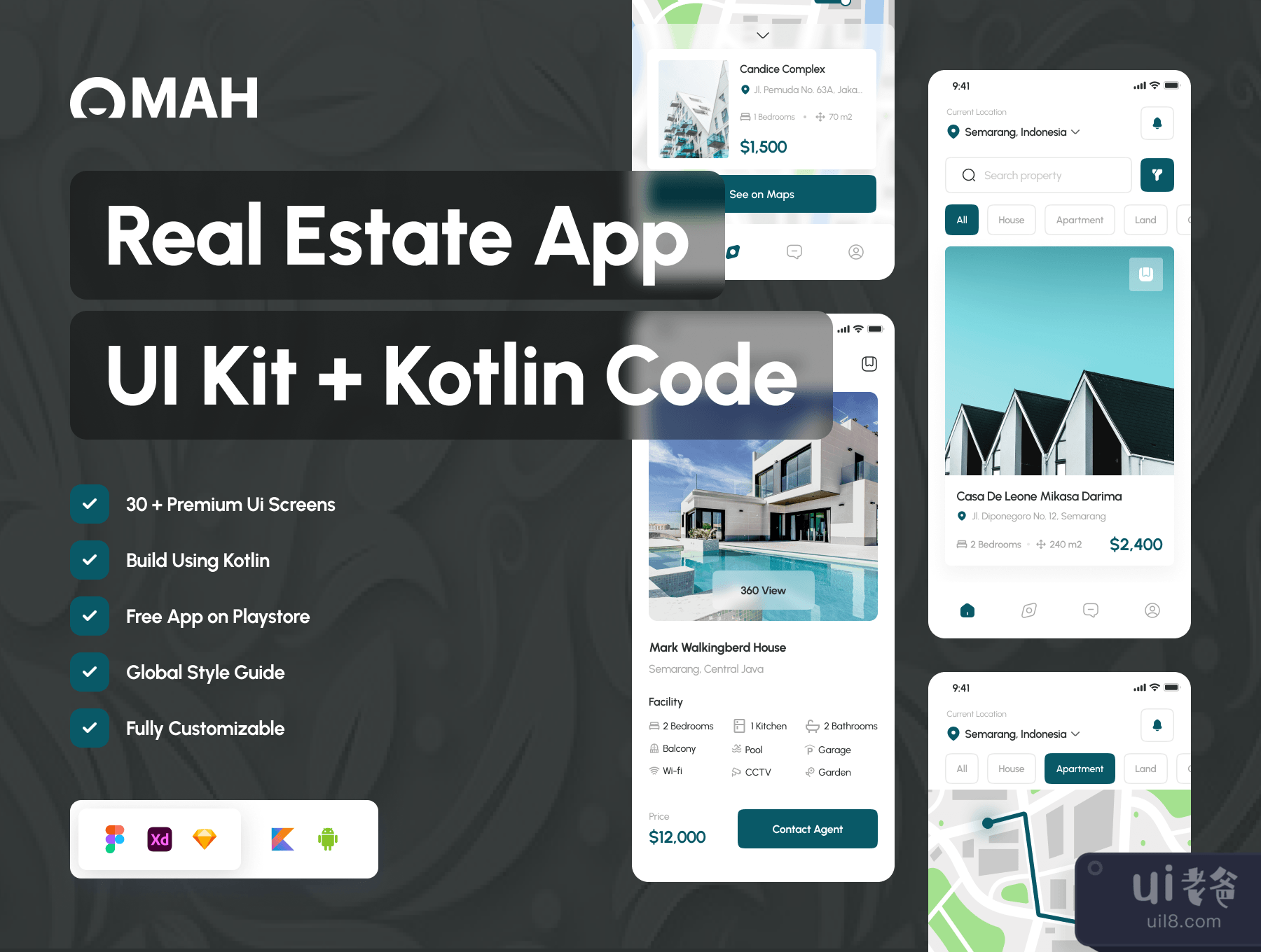 Omah - 房地产UI工具包+应用程序 (Omah - Real Estate UI Kit + App)插图