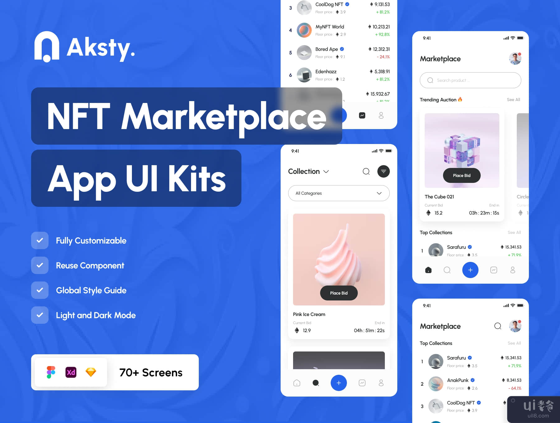 Aksty.- NFT Marketplace UI Kit + 应用程序 (Aksty. - NFT Marketplace UI Kit + App)插图5