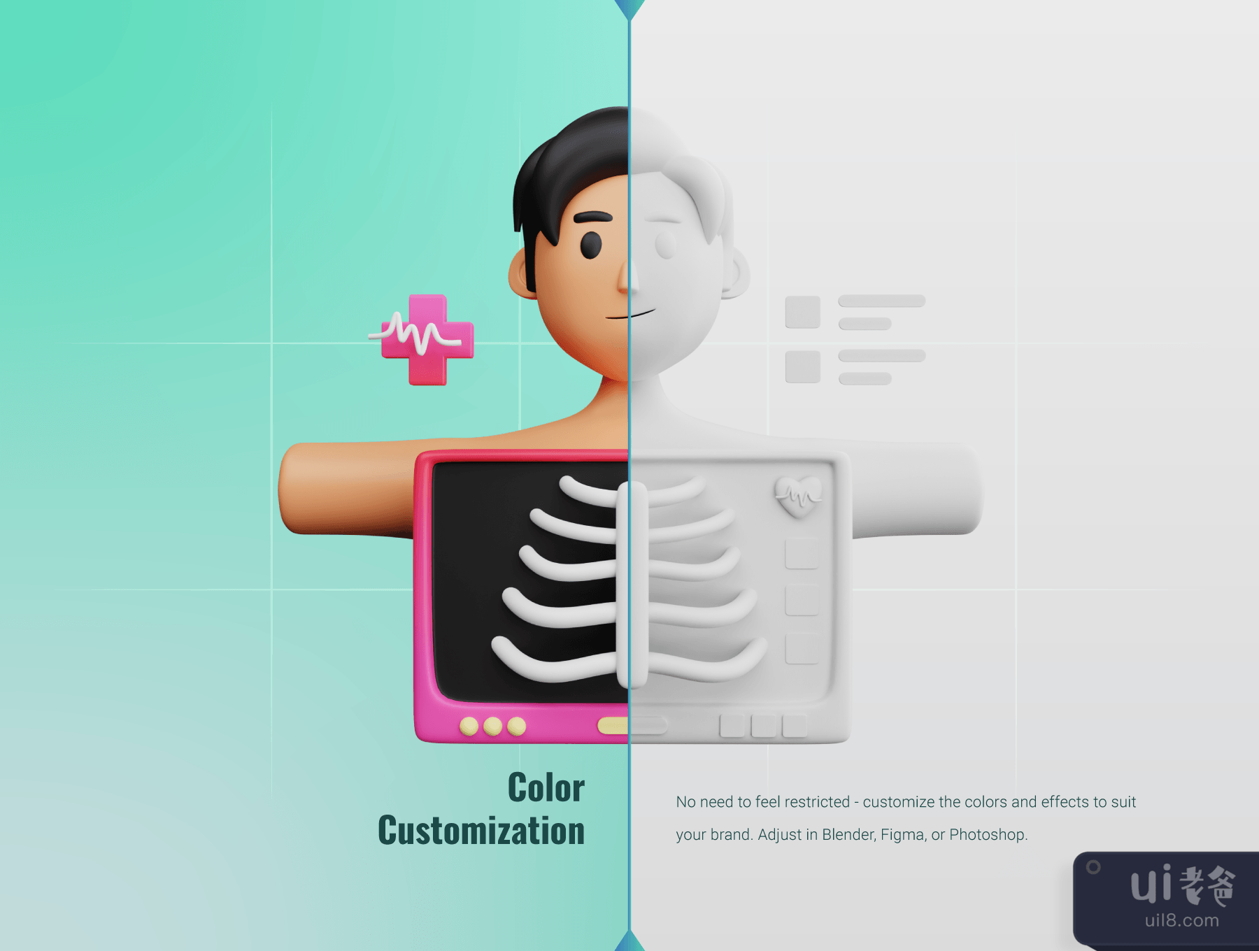 30个3D医疗和保健图标集 (30 3D Medical and Healthcare Icon Set)插图2