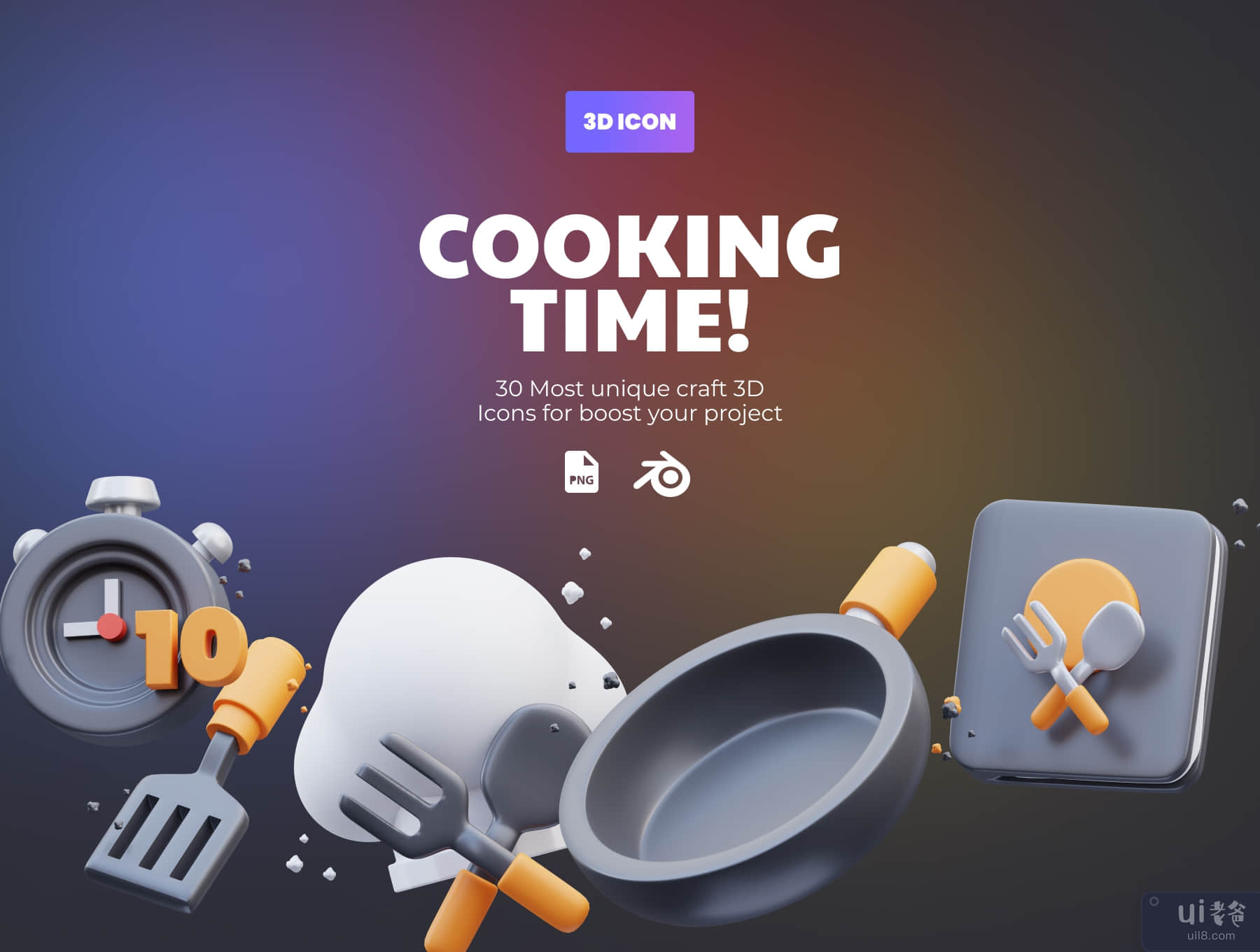 烹饪时间》3D 插画 (Cooking Time 3D Illustration)插图5