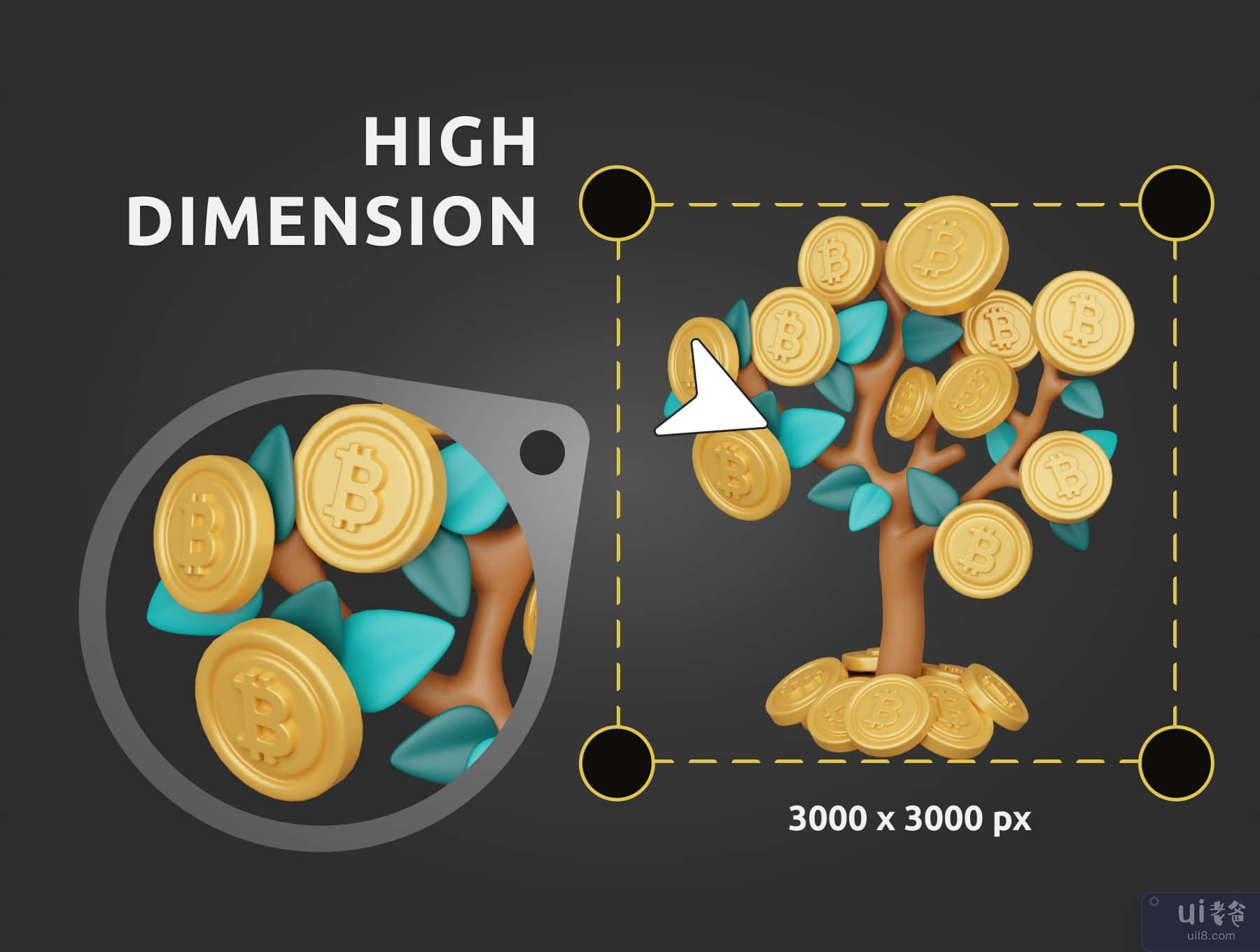 加密货币 3D 插画包 (Cryptocurrency 3D Illustration Pack)插图4