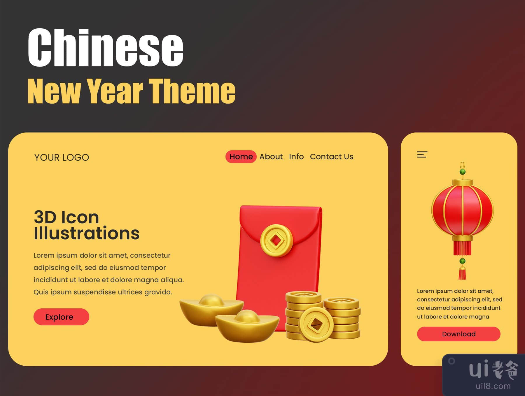 中国新年的3D图标插图 (Chinese New Year 3D Icon Illustrations)插图3