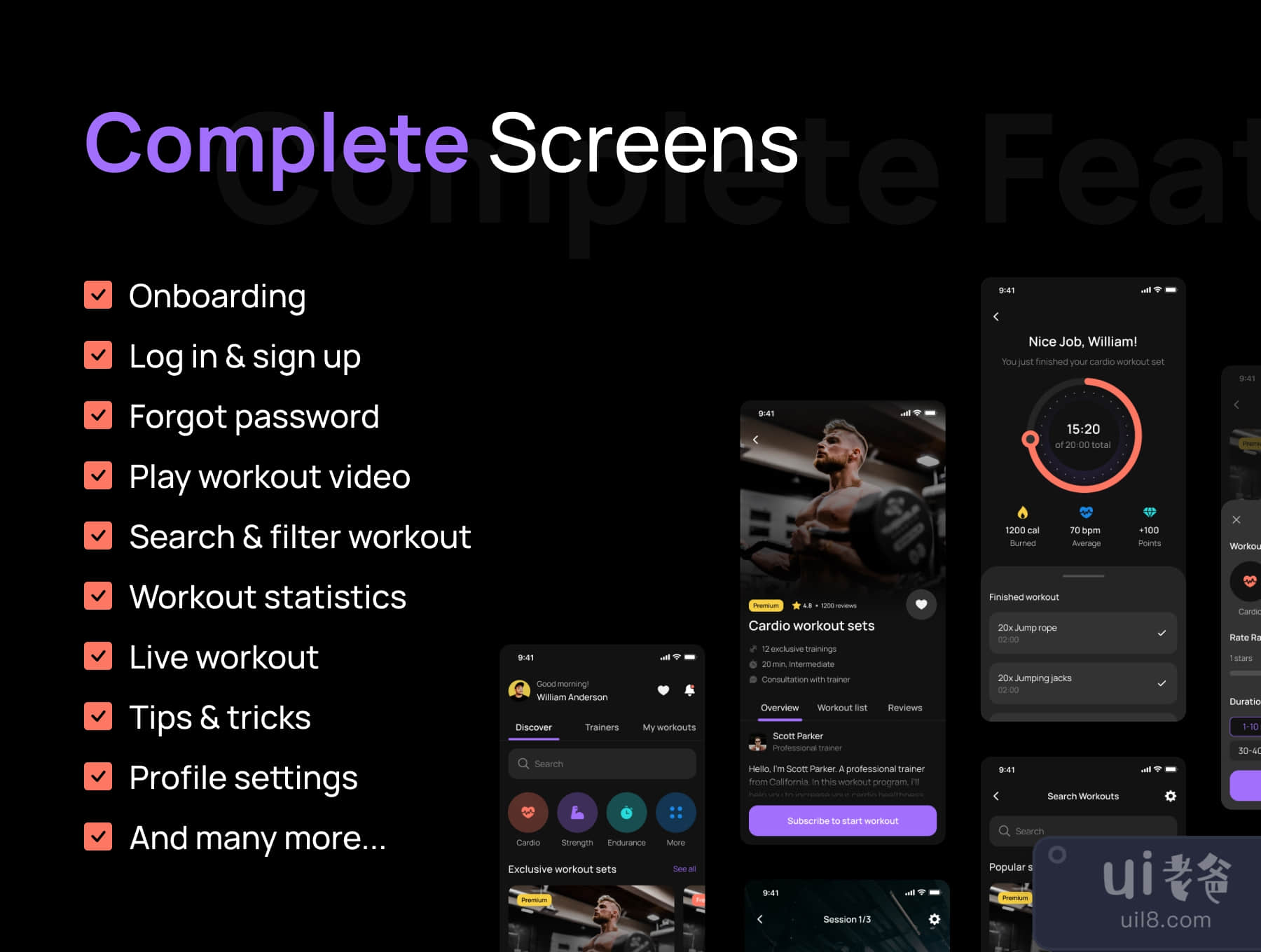 Fitly-现代健身_健康追踪器应用UI套件 (Fitly- Modern Fitness _ Health Tracker App UI Kit)插图1