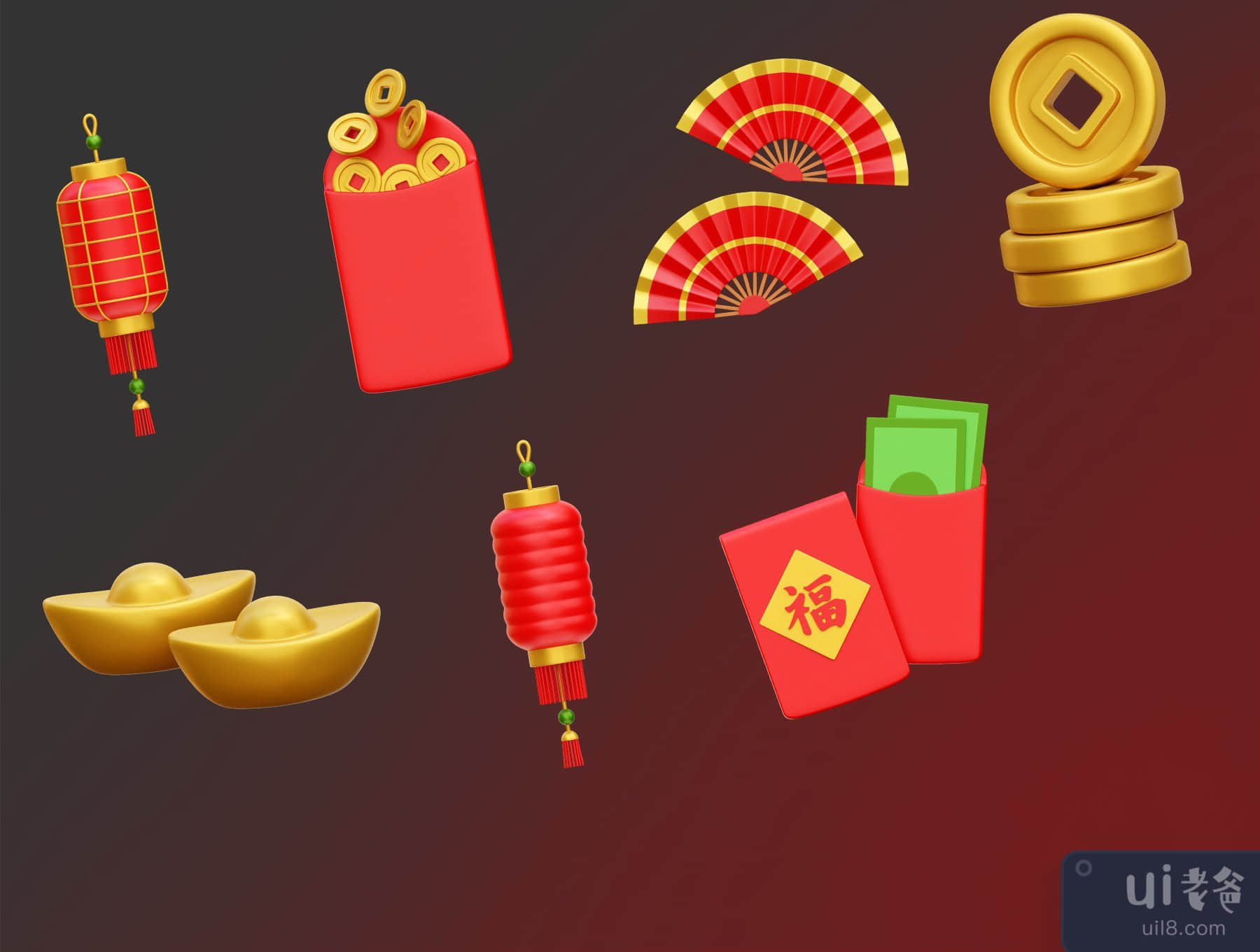 中国新年的3D图标插图 (Chinese New Year 3D Icon Illustrations)插图5