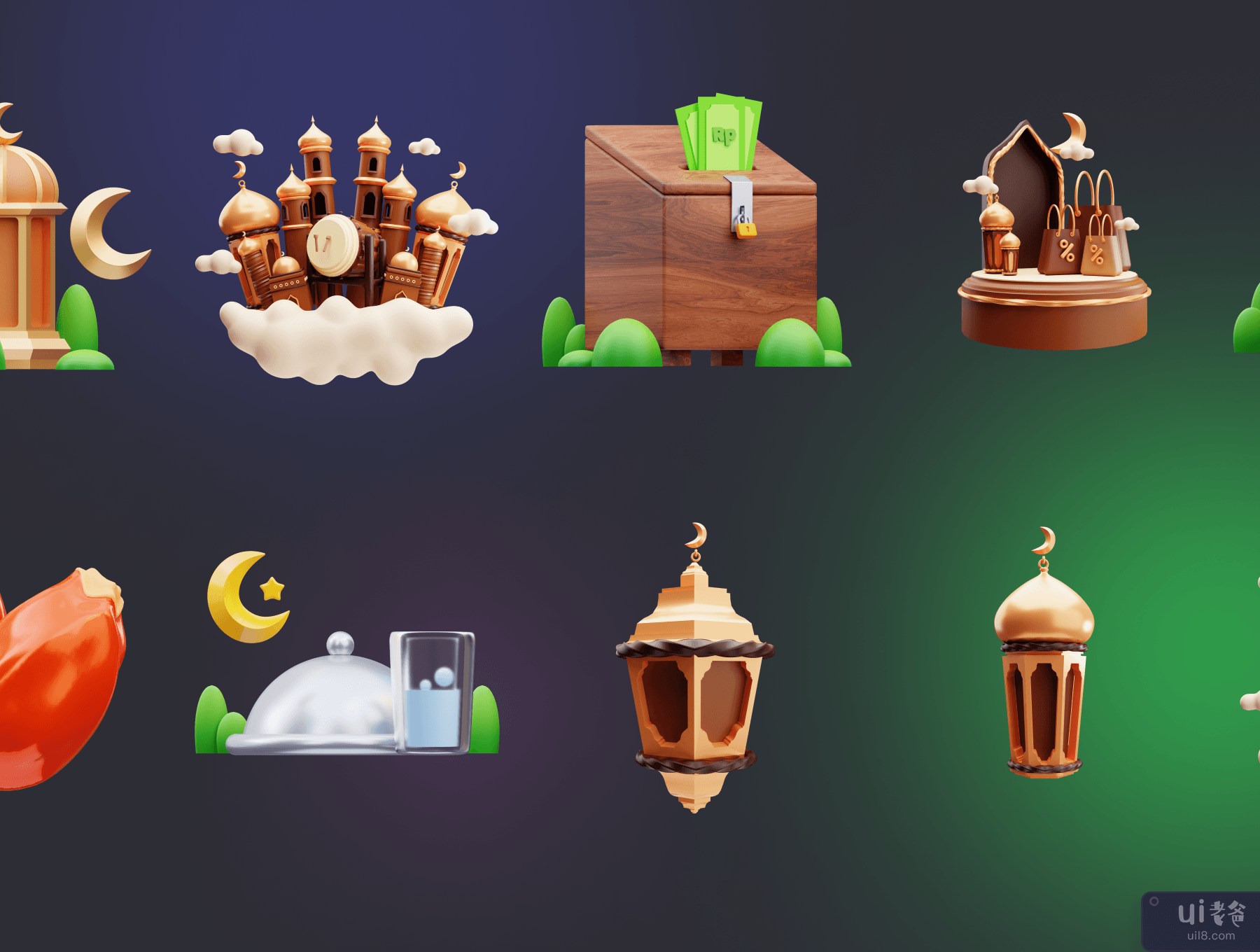 斋月 3D 图标 (Ramadan 3D Icons)插图2