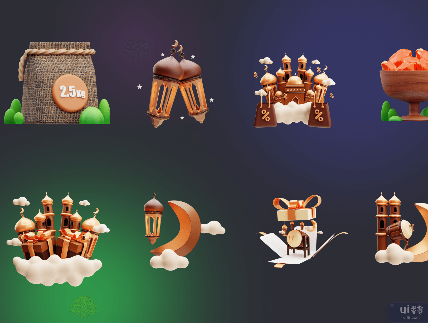 斋月 3D 图标 (Ramadan 3D Icons)插图1