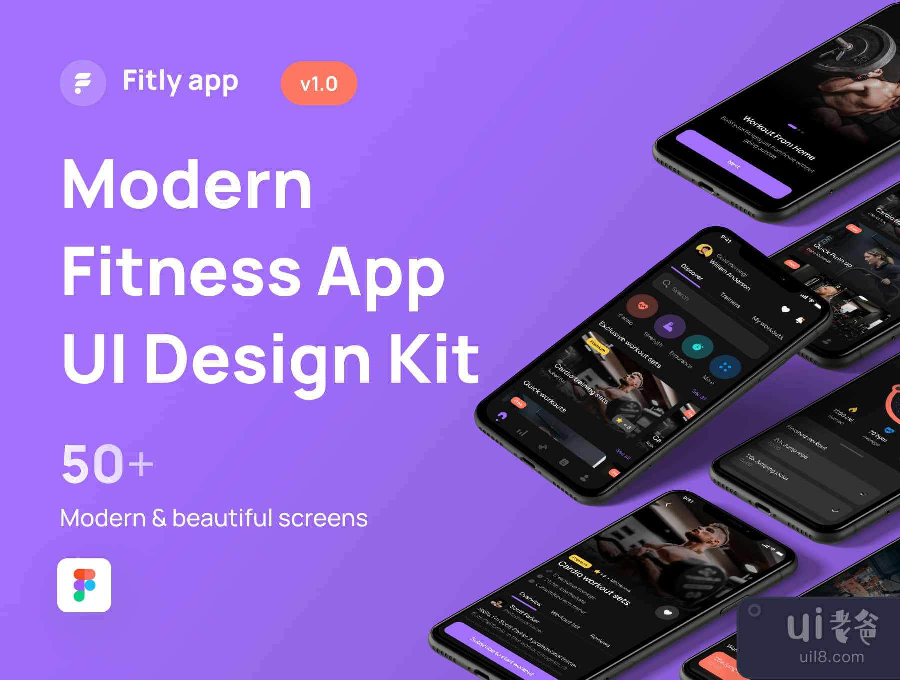 Fitly-现代健身_健康追踪器应用UI套件 (Fitly- Modern Fitness _ Health Tracker App UI Kit)插图2