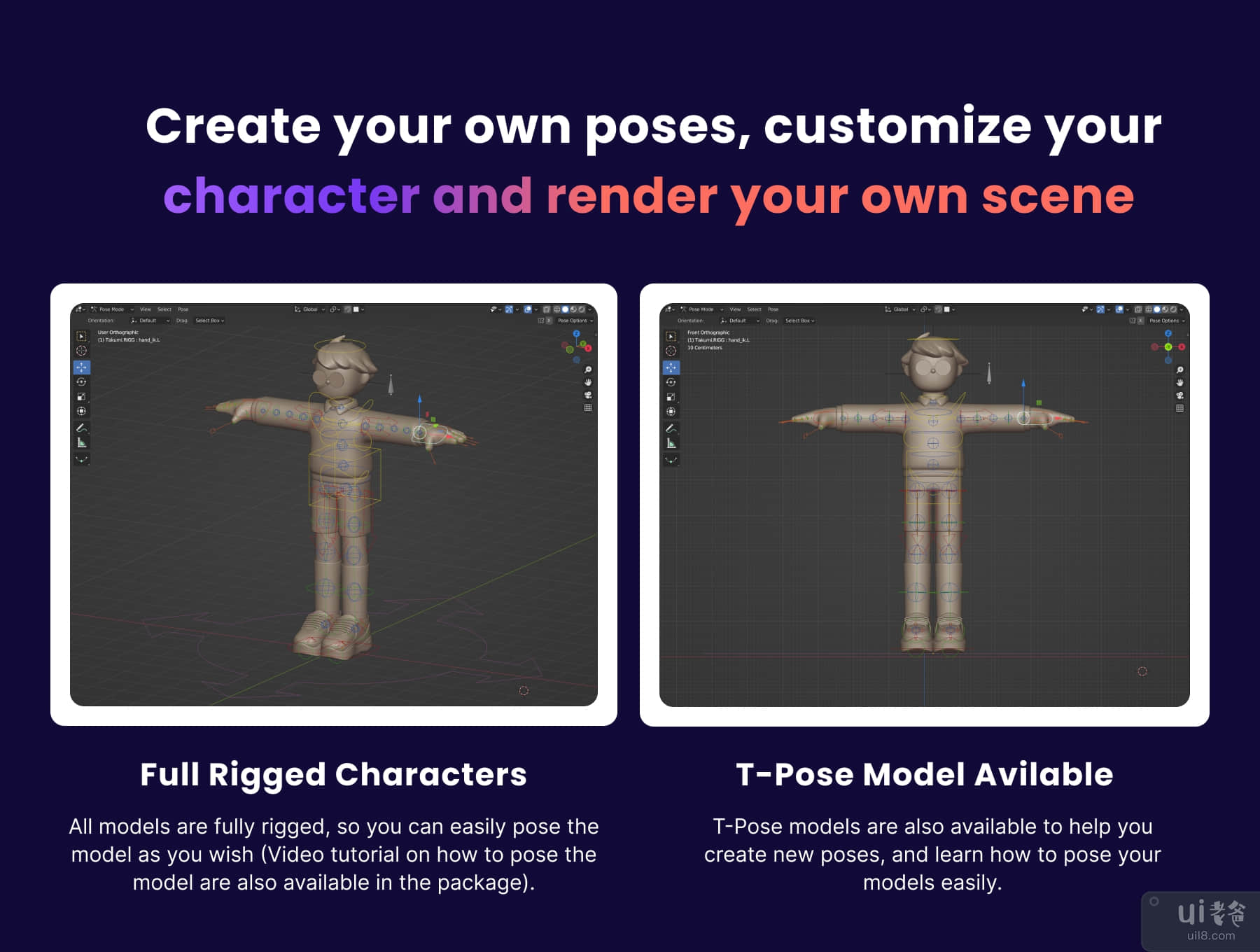 Ikigai - 3D 角色包 (Ikigai - 3D Character Pack)插图3