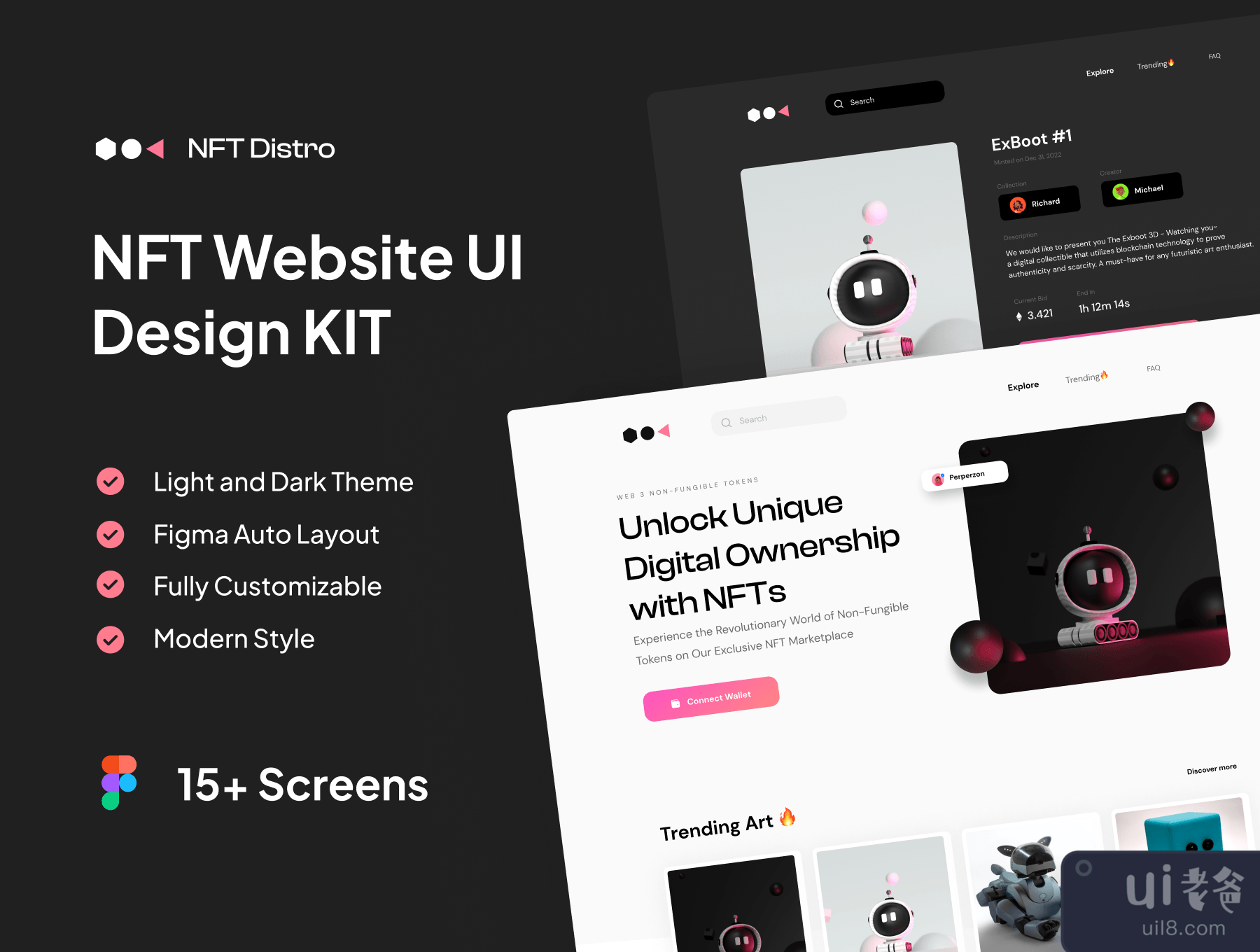 NFT Distro - NFT网站UI设计工具包 (NFT Distro - NFT Website UI Design KIT)插图