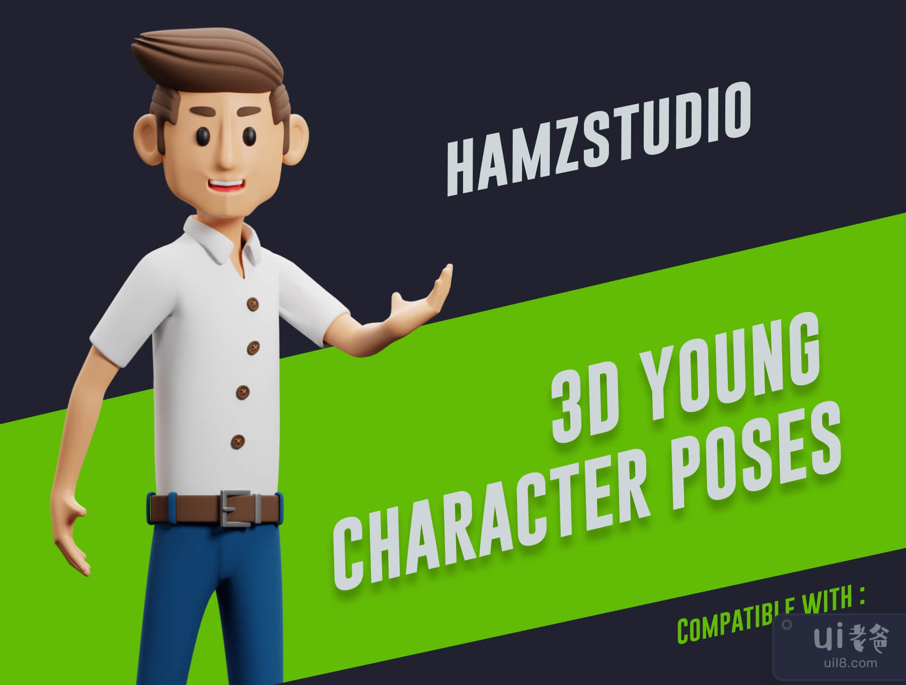 三维年轻角色的姿势 (3D Young Character Poses)插图
