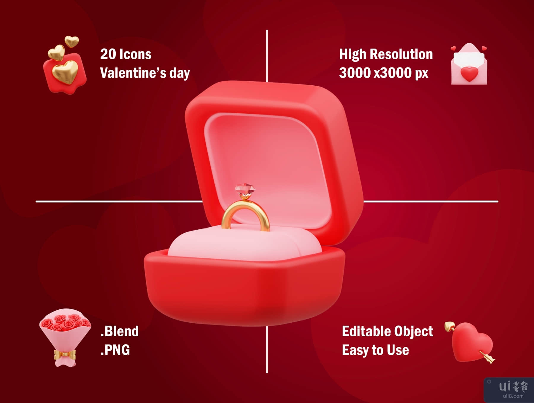 情人节 3D 资产 (Valentine's Day 3D Asset)插图4