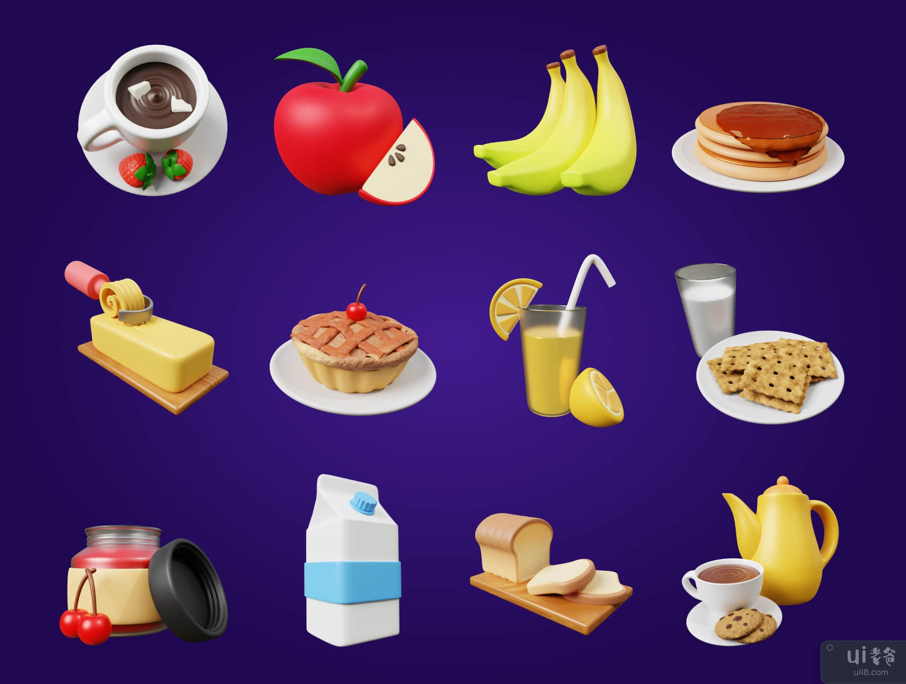 3D 早餐图标 (3D Breakfast Icon)插图1