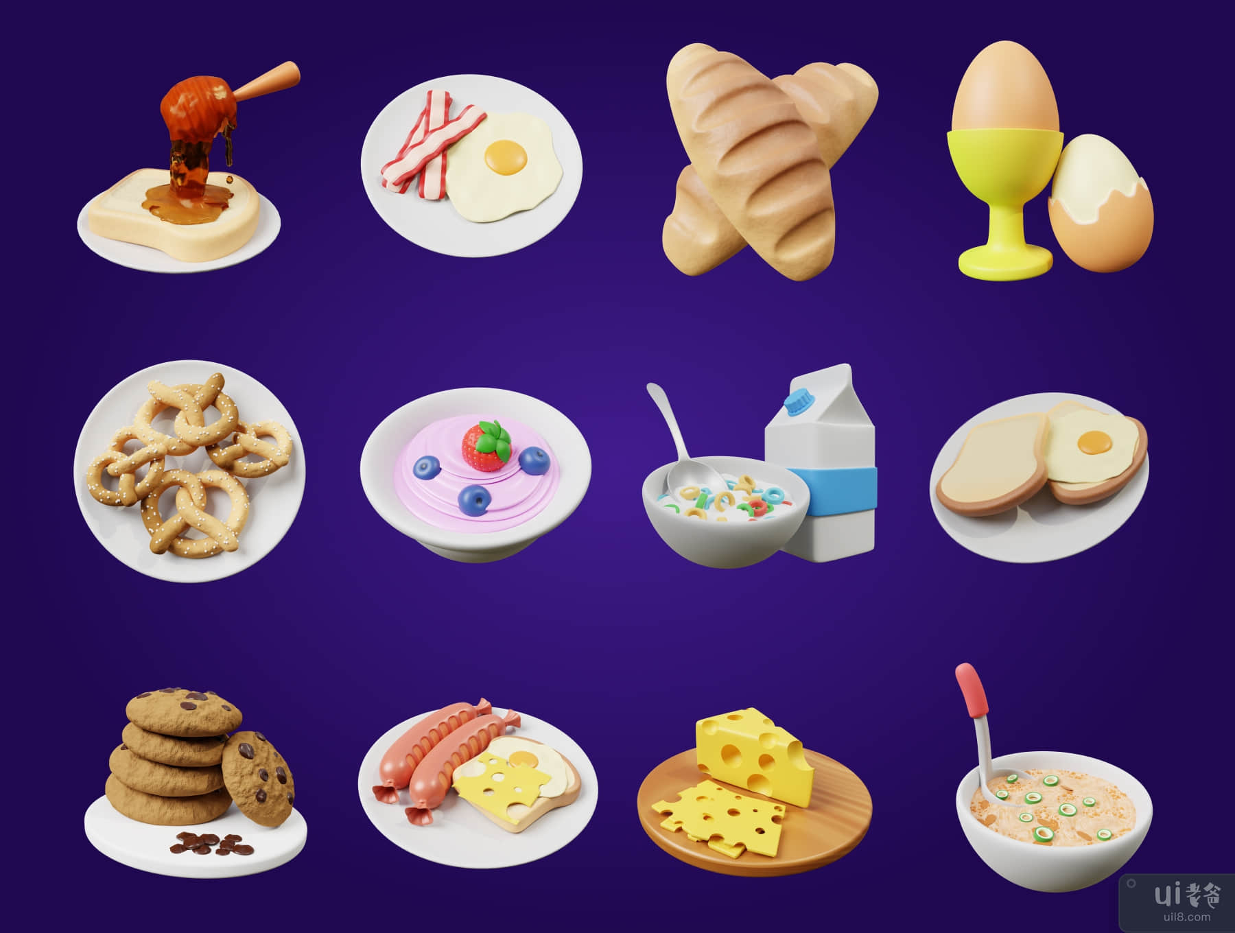 3D 早餐图标 (3D Breakfast Icon)插图