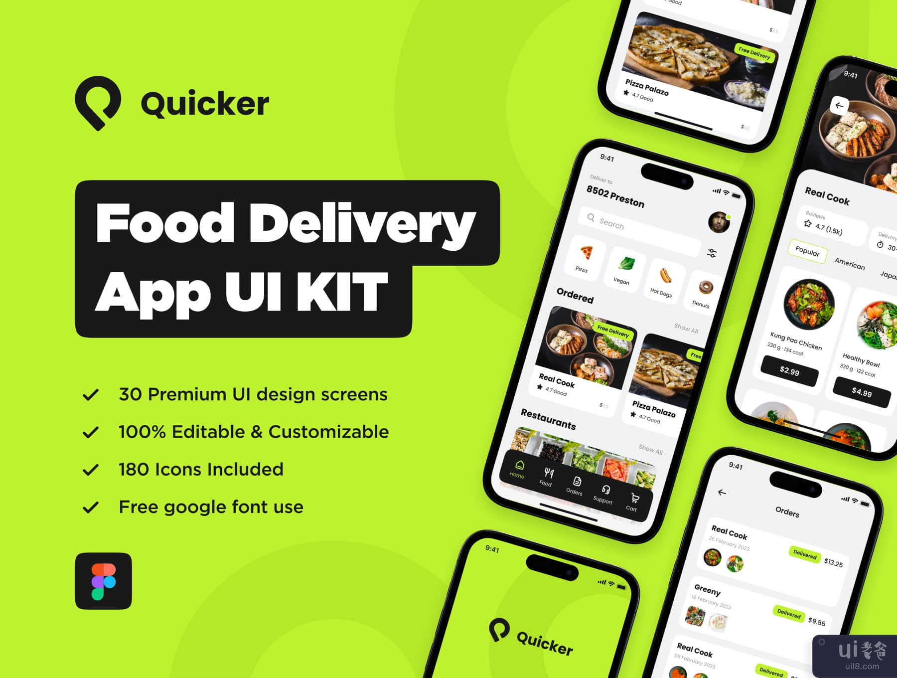 快餐配送应用程序 UI KIT (Quicker Food Delivery App UI KIT)插图7