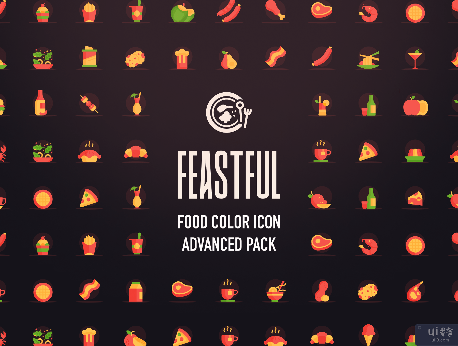 Feastful - 高级食品颜色图标包 (Feastful - Food color icon advanced pack)插图5