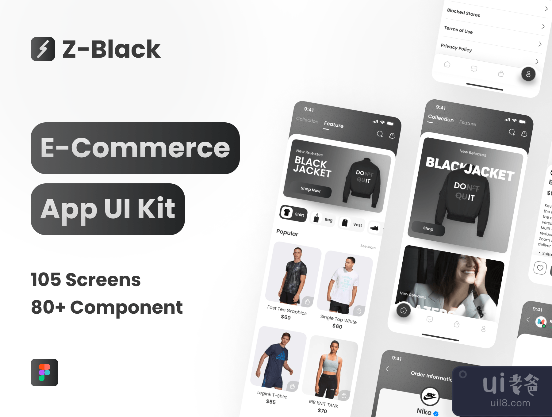 Z-Black电子商务应用UI套件 (Z-Black E-Commerce App UI Kit)插图1