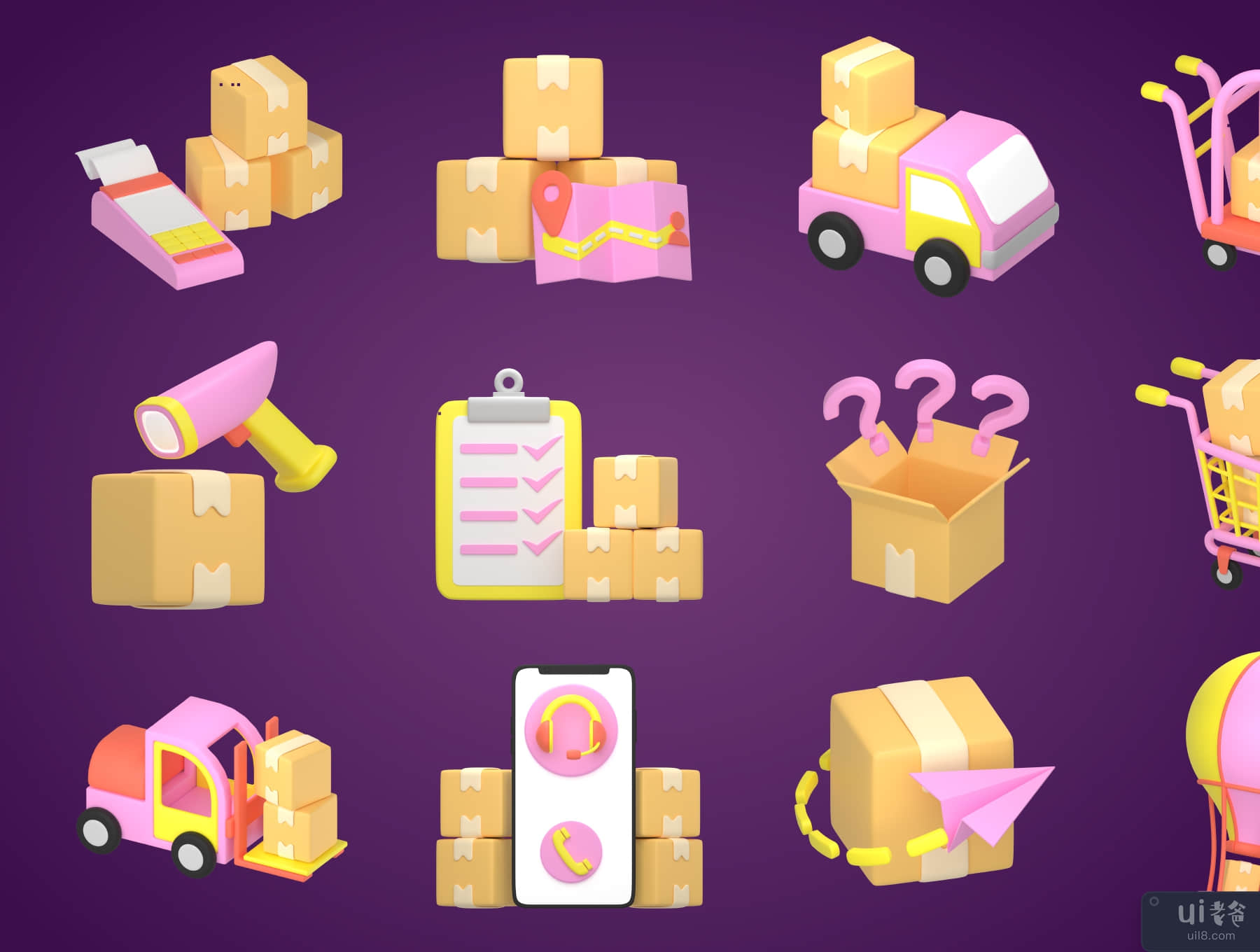 3d 快递服务图标 (3d Delivery Services Icon)插图1