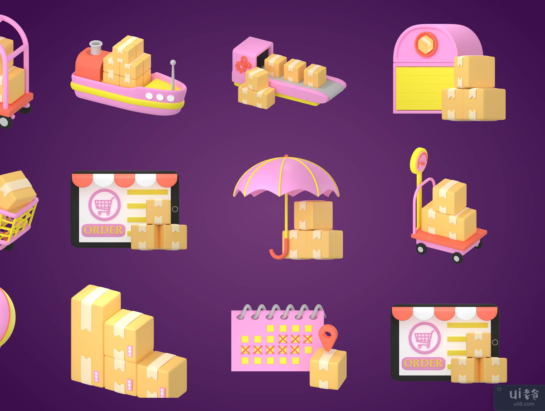 3d 快递服务图标 (3d Delivery Services Icon)插图
